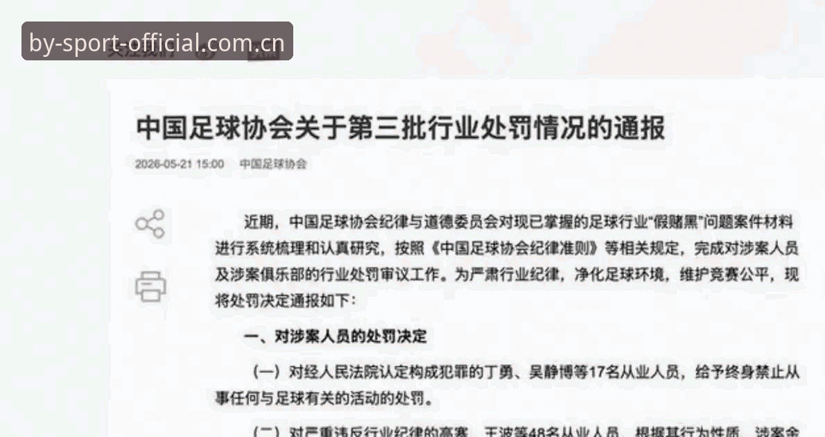 中国足协第三批禁足名单全面解析：17人终身禁赛背后的行业反思